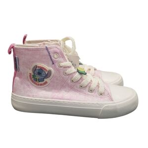 Zara Disney Shoes Lilo & Stitch High Top Sneakers Pink Zip Up Laces Size 2.5 NEW